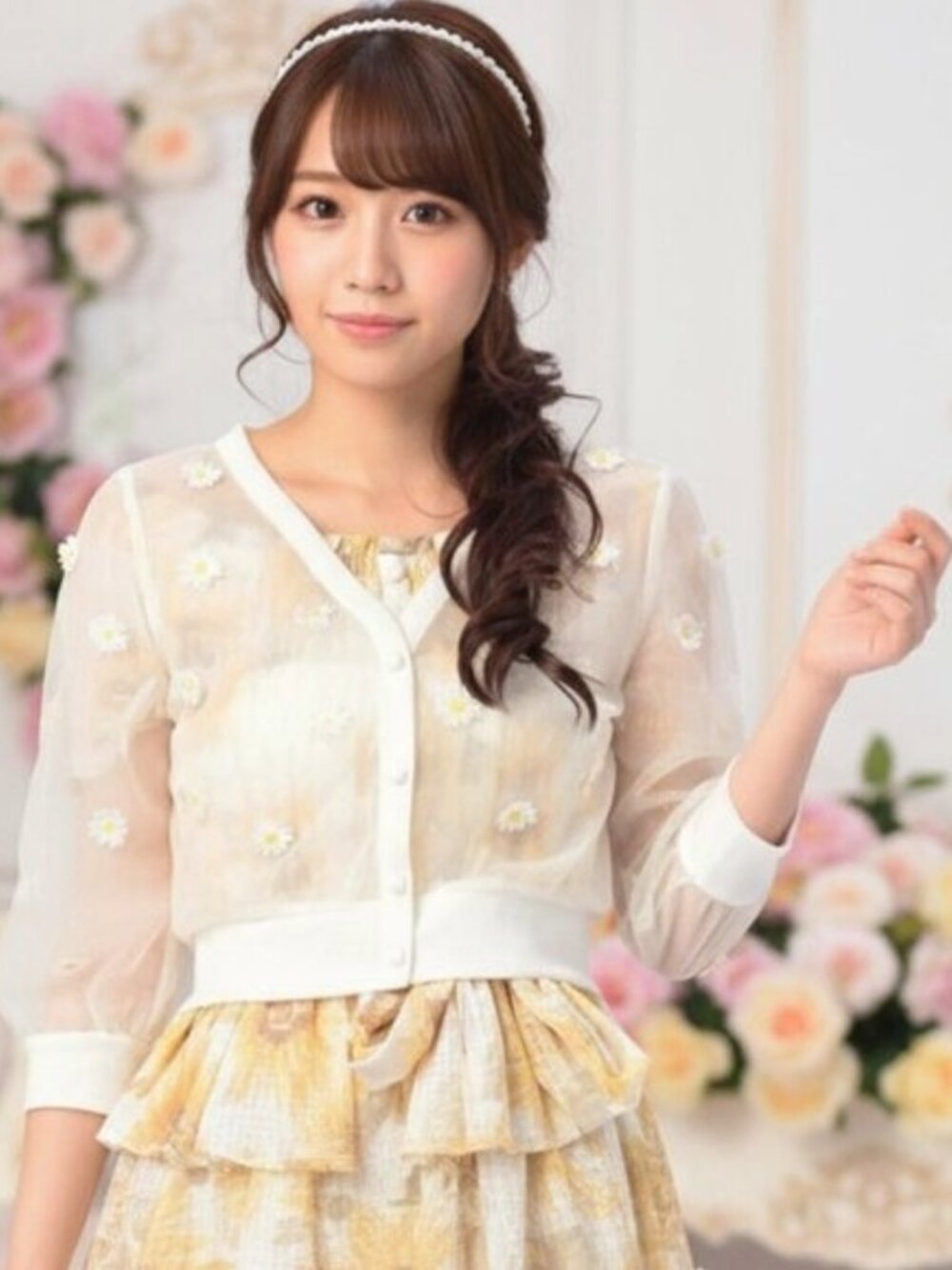 LIZ LISA Hime Gyaru sunflower applique cardigan
